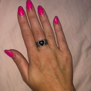 RETIRED PANDORA Mi amor black onyx ring